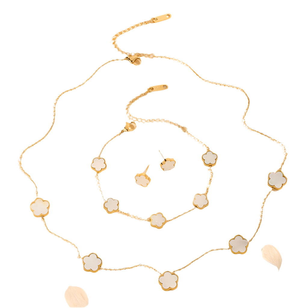 Pack de collar, pendiente y pulsera de 5 pétalos