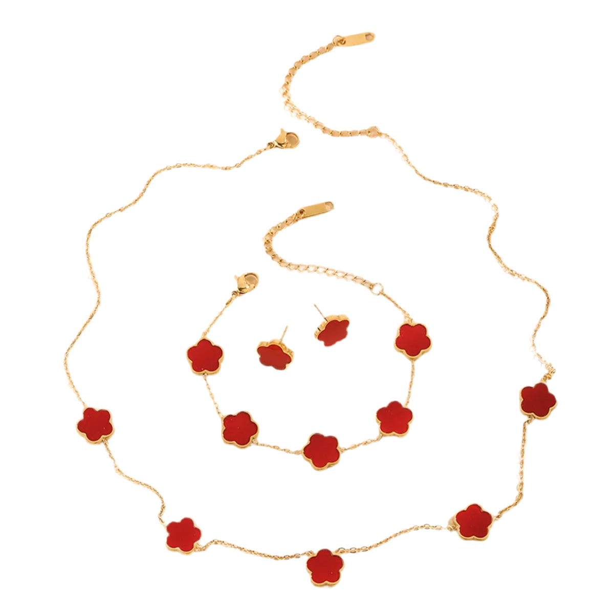 Pack de collar, pendiente y pulsera de 5 pétalos