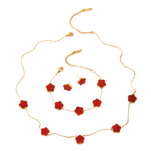 Pack de collar, pendiente y pulsera de 5 pétalos