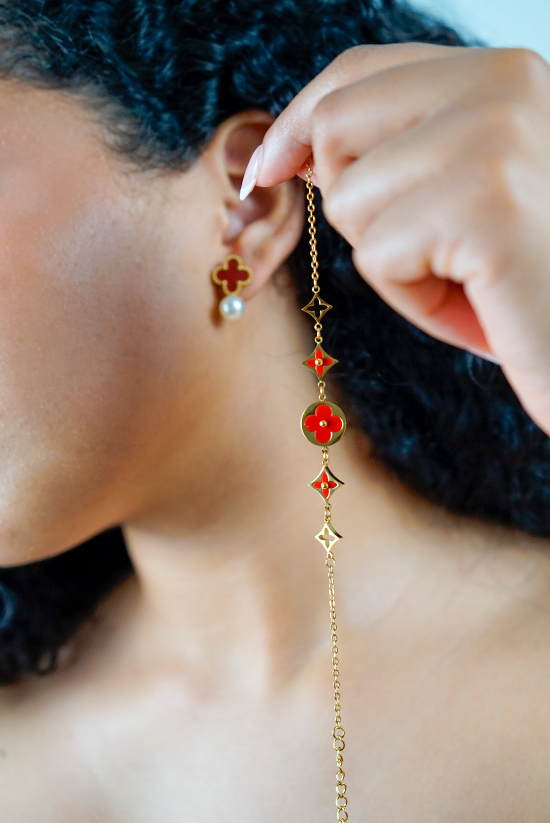 Pendientes De Flor Con perla